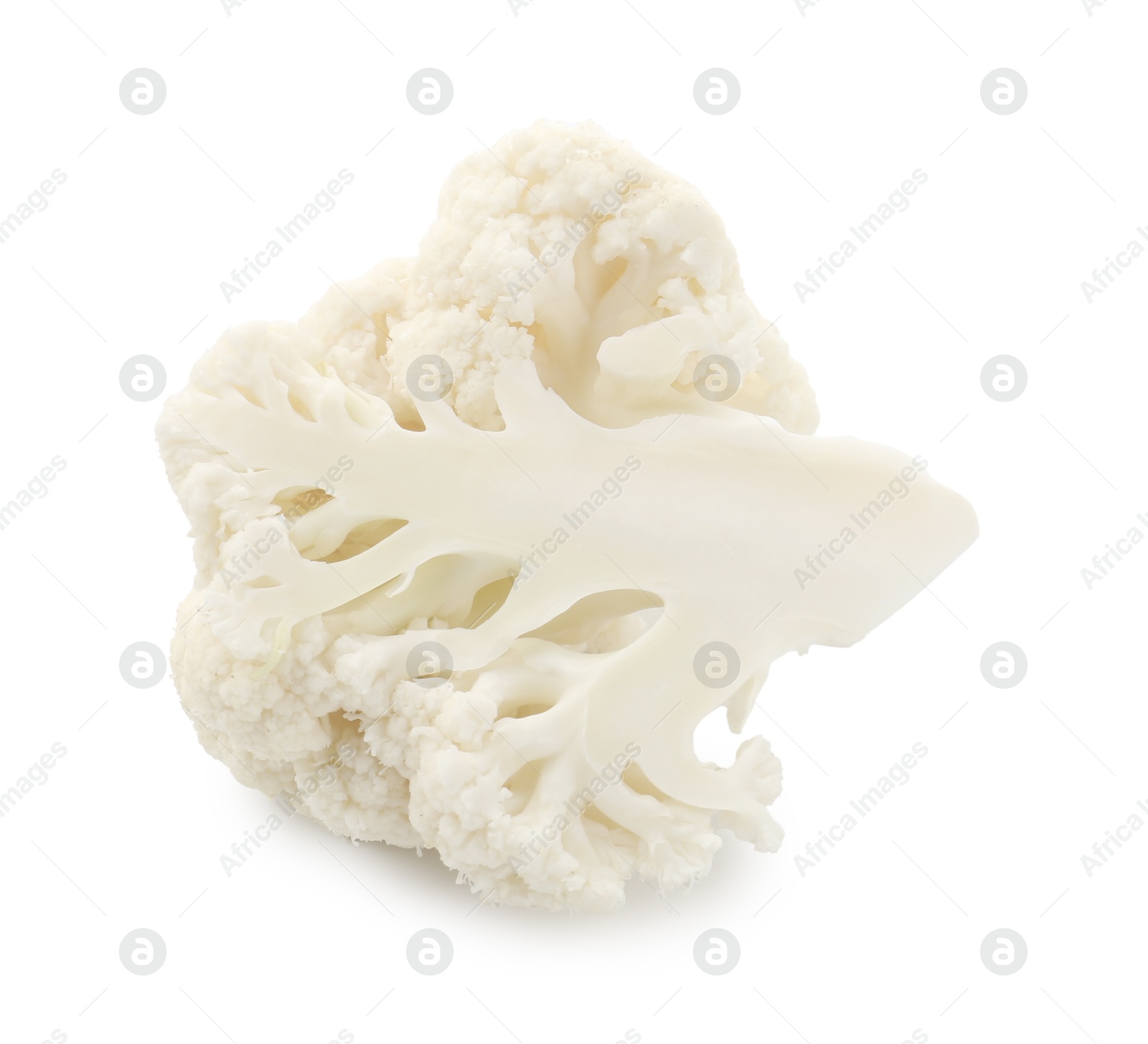 Piece of fresh cauliflower floret isolated on white Photo of Piece of fresh cauliflower floret isolated on white