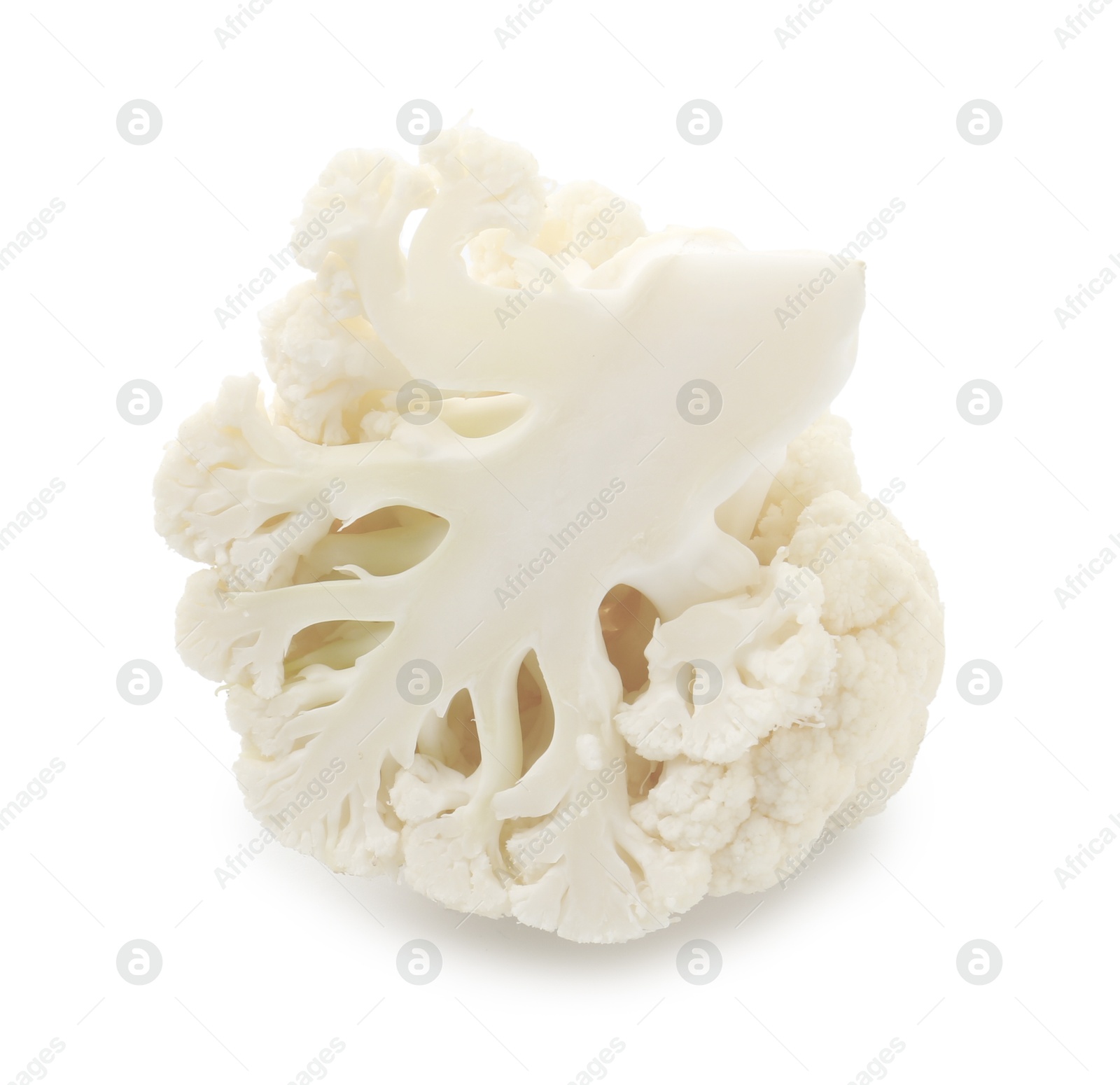 Piece of fresh cauliflower floret isolated on white Photo of Piece of fresh cauliflower floret isolated on white
