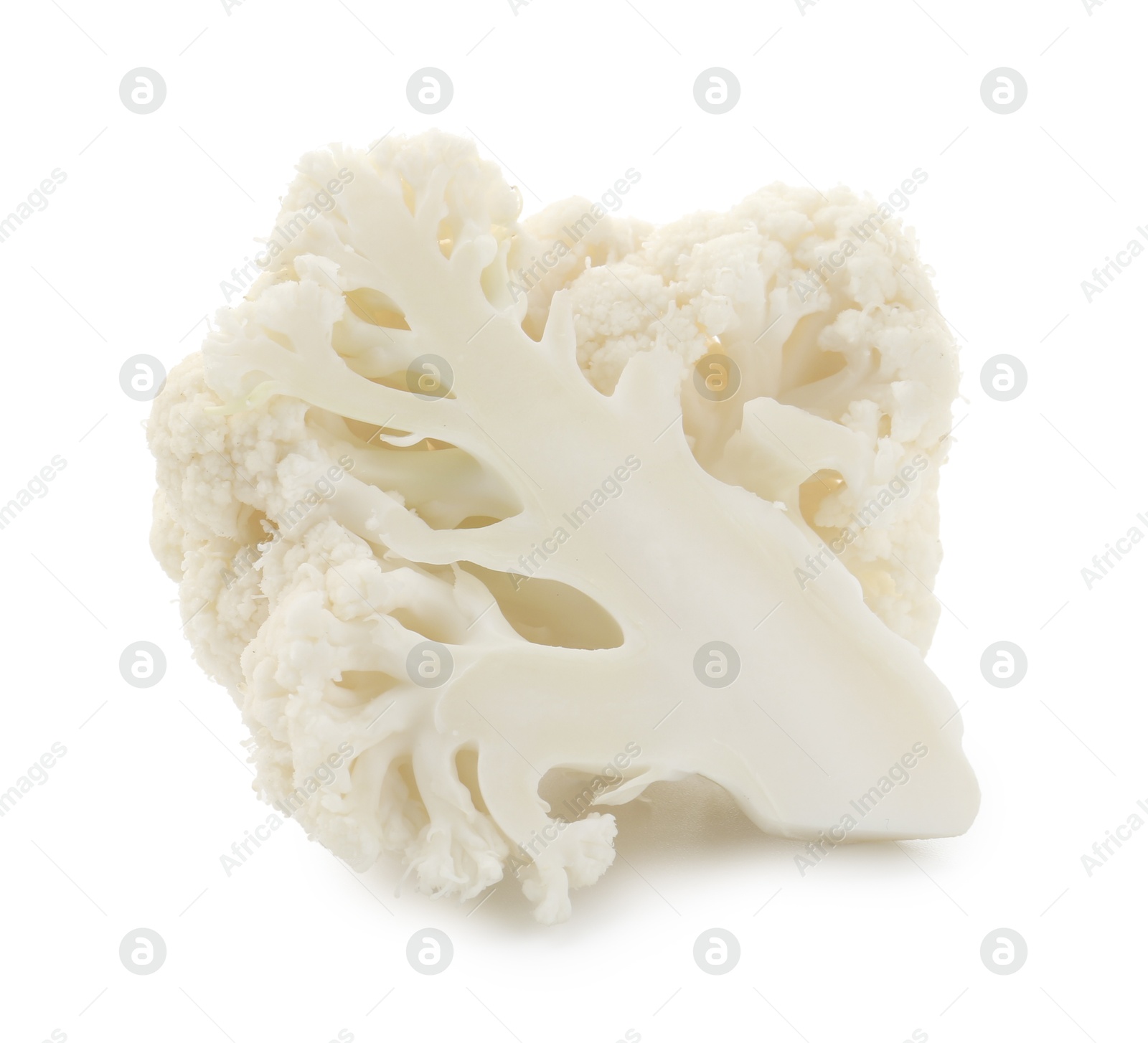 Piece of fresh cauliflower floret isolated on white Photo of Piece of fresh cauliflower floret isolated on white