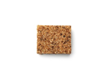 Photo of One aromatic bouillon cube isolated on white, top view