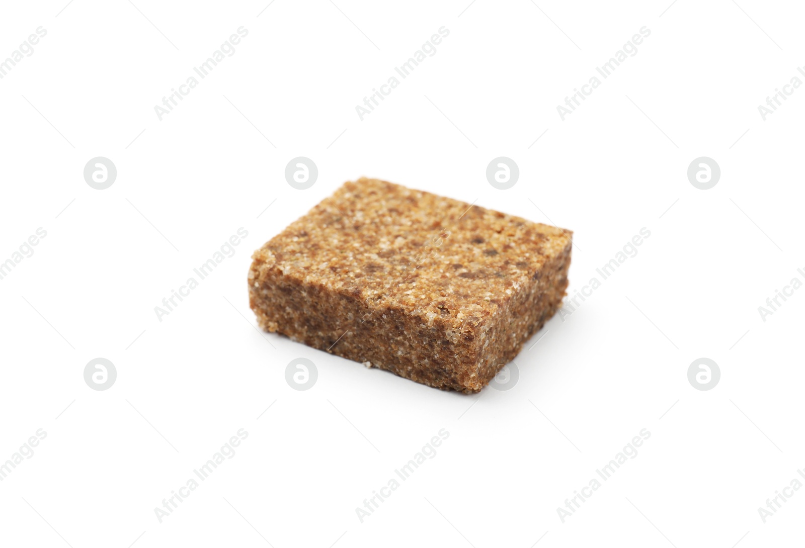 One aromatic bouillon cube isolated on white Photo of One aromatic bouillon cube isolated on white
