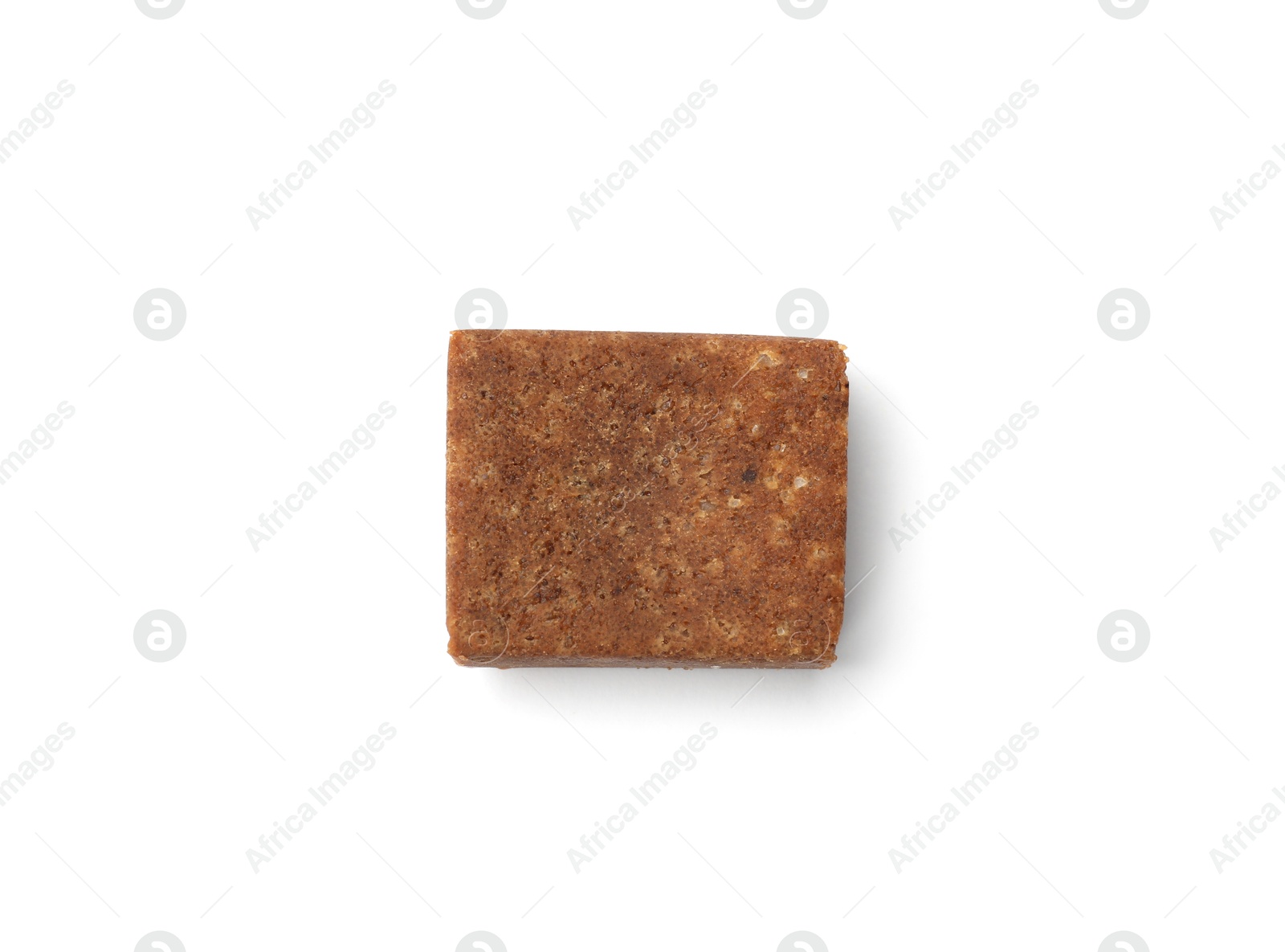 One aromatic bouillon cube isolated on white, top view Photo of One aromatic bouillon cube isolated on white, top view