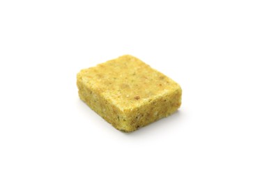 Photo of One aromatic bouillon cube isolated on white