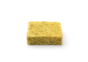 Photo of One aromatic bouillon cube isolated on white