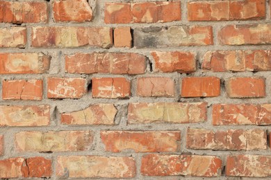 Photo of Texture of old brick wall as background, closeup