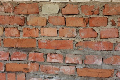 Photo of Texture of old brick wall as background, closeup