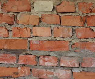 Photo of Texture of old brick wall as background, closeup