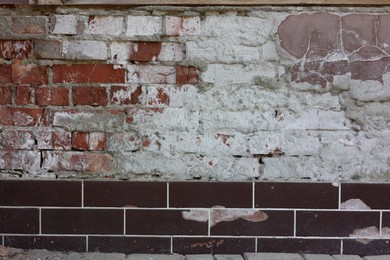 Photo of Texture of old brick wall as background, closeup
