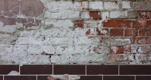 Photo of Texture of old brick wall as background, closeup