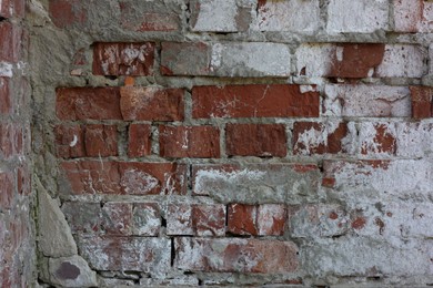 Photo of Texture of old brick wall as background, closeup