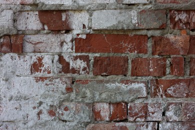 Photo of Texture of old brick wall as background, closeup