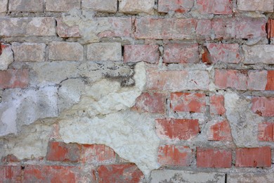 Photo of Texture of old brick wall as background, closeup