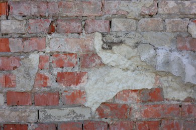 Photo of Texture of old brick wall as background, closeup