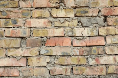 Photo of Texture of old brick wall as background, closeup