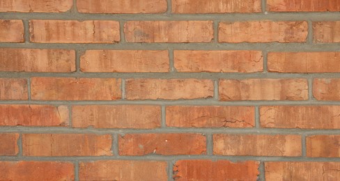 Photo of Texture of red brick wall as background, closeup