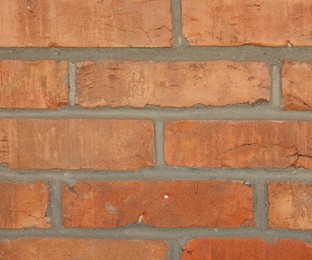 Photo of Texture of red brick wall as background, closeup