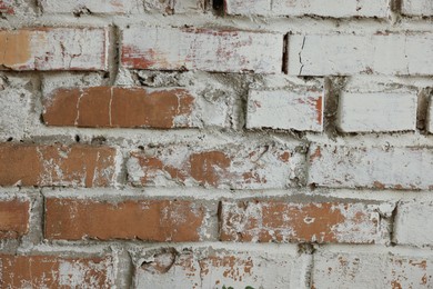 Photo of Texture of old brick wall as background, closeup