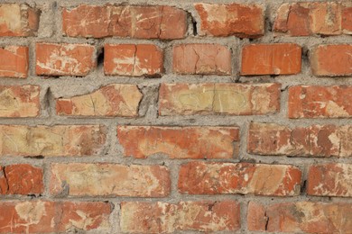 Photo of Texture of old brick wall as background, closeup