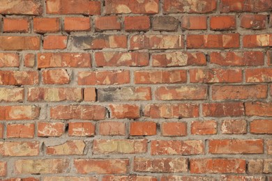 Photo of Texture of old brick wall as background, closeup