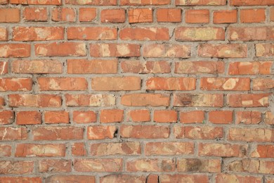 Photo of Texture of old brick wall as background, closeup