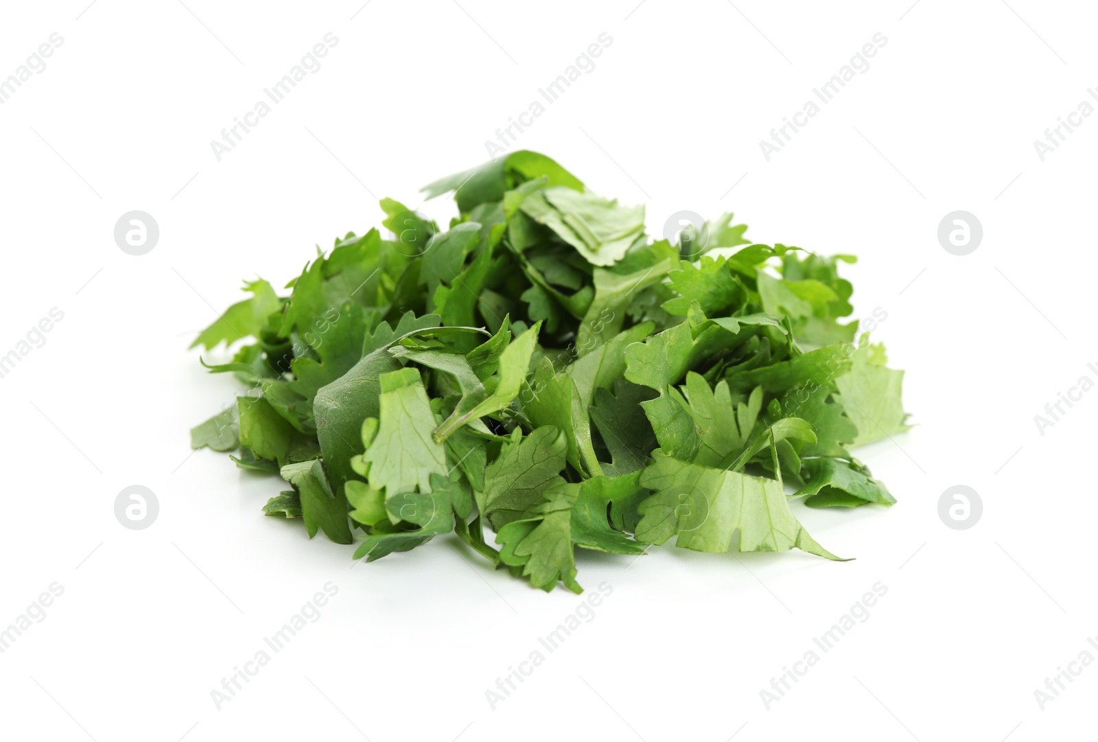 Photo of Leaves of fresh cilantro isolated on white