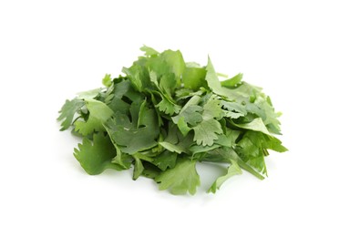 Photo of Leaves of fresh cilantro isolated on white