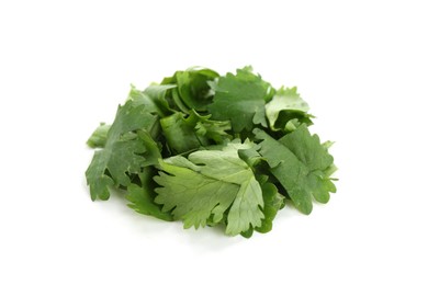 Photo of Leaves of fresh cilantro isolated on white