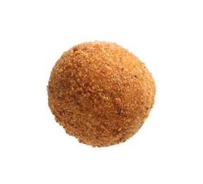 Photo of One delicious fried croquette ball isolated on white