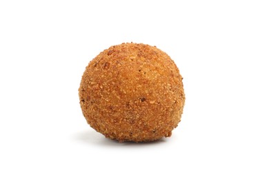 Photo of One delicious fried croquette ball isolated on white