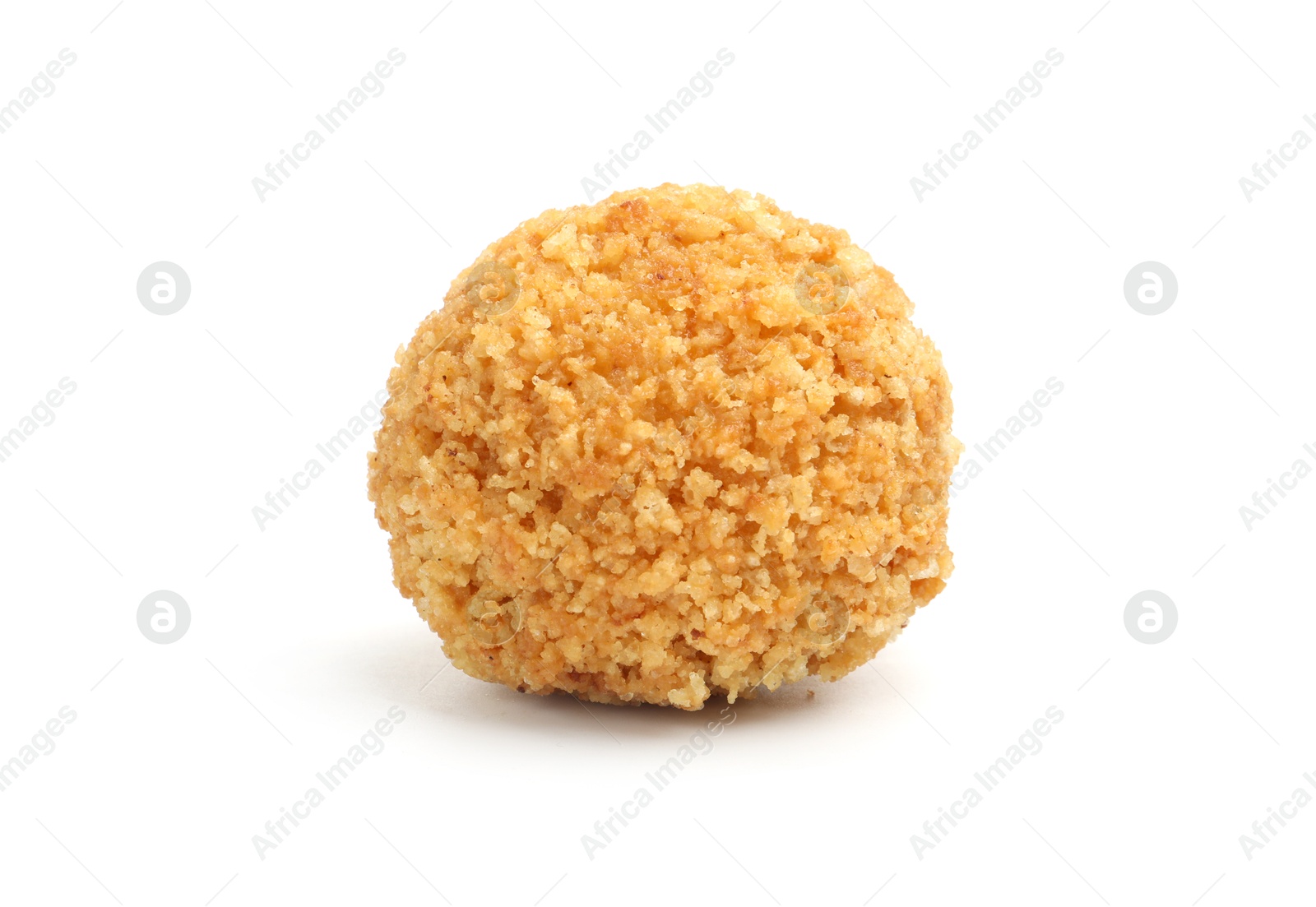 Photo of One delicious fried croquette ball isolated on white