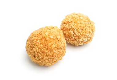 Photo of Delicious fried croquette balls isolated on white