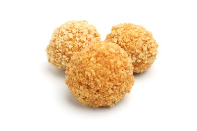 Photo of Delicious fried croquette balls isolated on white