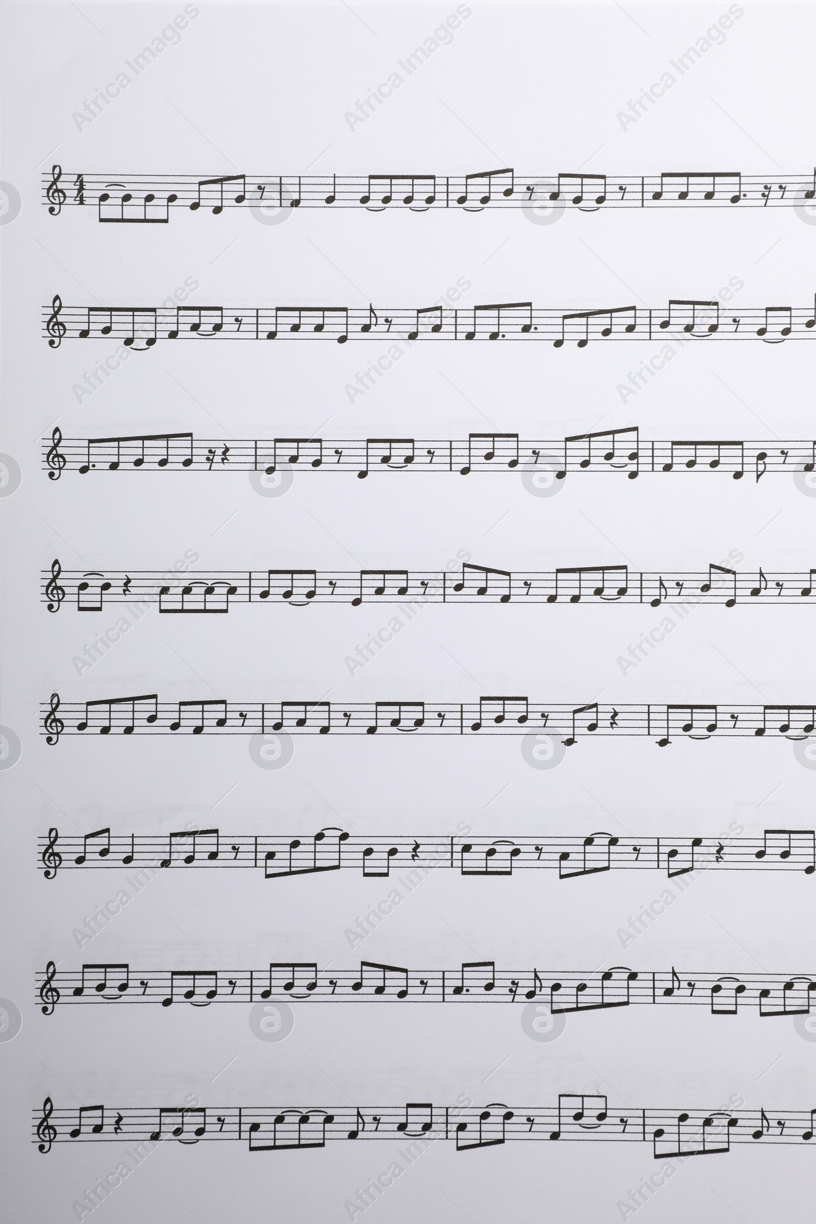 Sheets with musical notes as background, top view Photo of Sheets with musical notes as background, top view