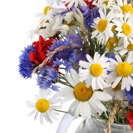 Photo of Bouquet of beautiful wildflowers isolated on white
