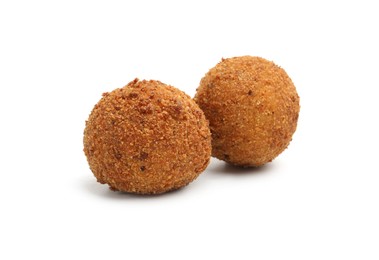 Photo of Delicious fried croquette balls isolated on white