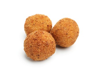 Photo of Delicious fried croquette balls isolated on white