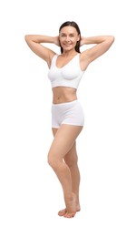 Photo of Fit woman with perfect body on white background