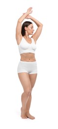 Photo of Fit woman with perfect body on white background