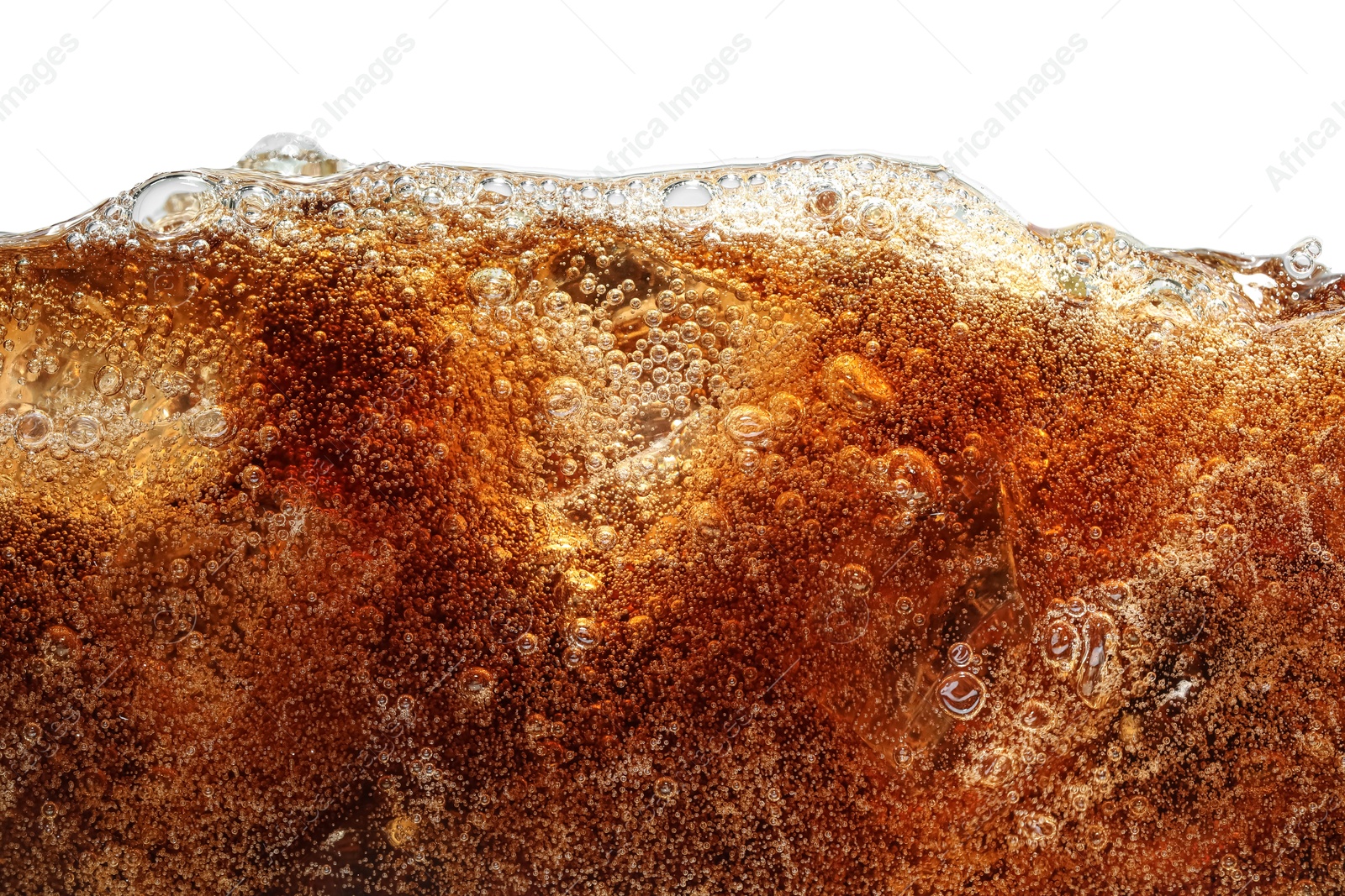 Refreshing cola with ice isolated on white Photo of Refreshing cola with ice isolated on white