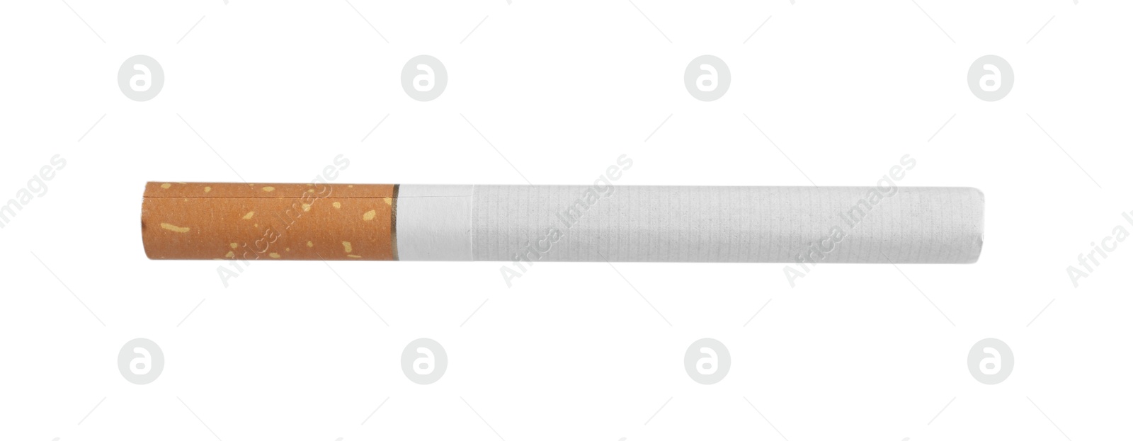 One cigarette isolated on white. Smoking habit Photo of One cigarette isolated on white. Smoking habit