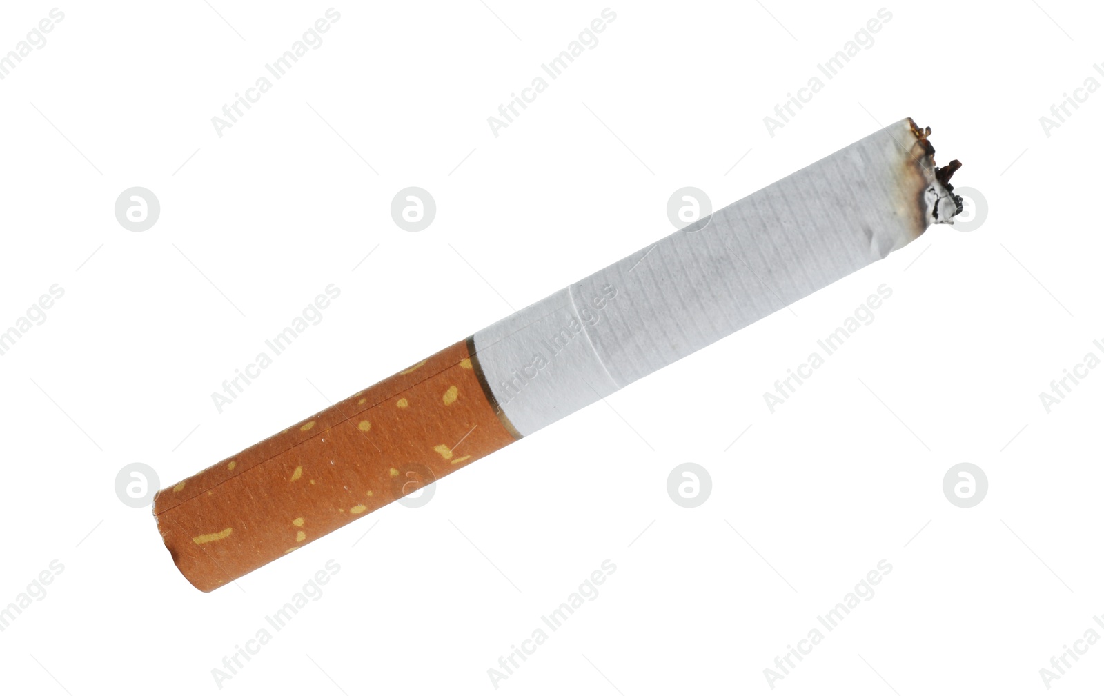 One burnt cigarette butt isolated on white Photo of One burnt cigarette butt isolated on white