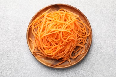 Photo of Vegetable noodles on light table, top view