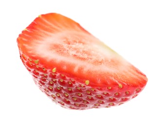 Photo of Piece of fresh strawberry isolated on white