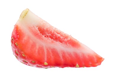 Photo of Piece of fresh strawberry isolated on white