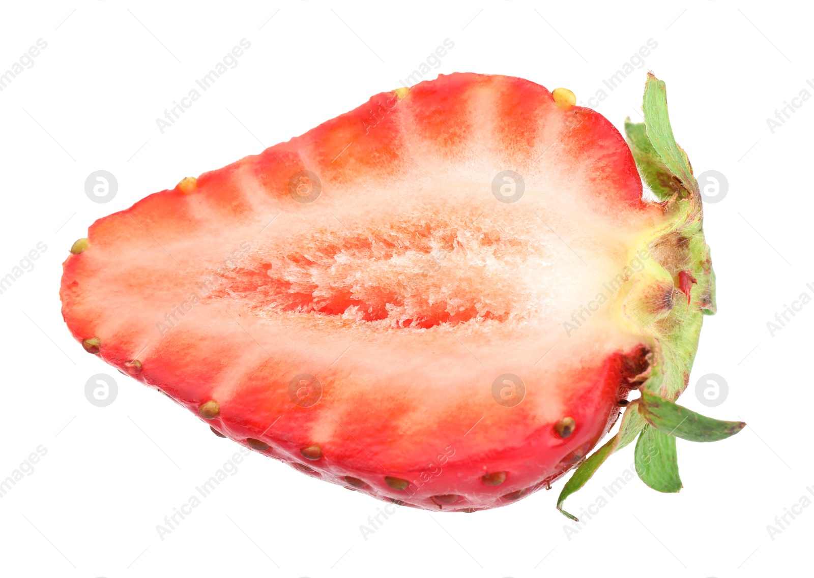 Photo of Half of fresh strawberry isolated on white