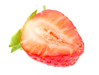 Photo of Half of fresh strawberry isolated on white