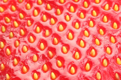 Photo of Fresh ripe strawberry as background, macro view