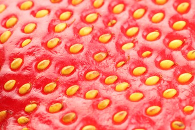 Photo of Fresh ripe strawberry as background, macro view