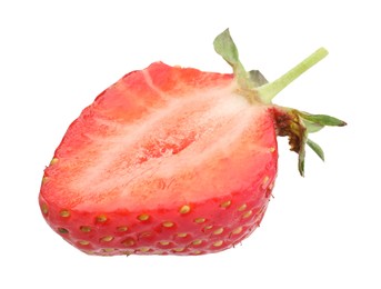 Photo of Half of fresh strawberry isolated on white