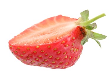Photo of Half of fresh strawberry isolated on white